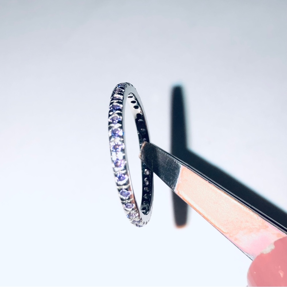 Solid 925 Sterling Silver Amethyst Cz Ring - image 1